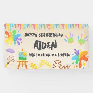 Editable Crayon Style – Artsy Paint & Palette  Banner