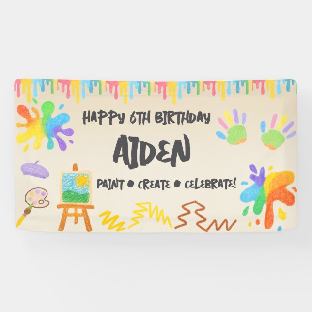 Editable Crayon Style – Artsy Paint & Palette  Banner (Horizontal)