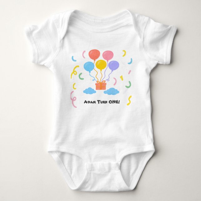 Editable Crayon Style – Balloon Bash For Ages 1–2 Baby Bodysuit (Front)