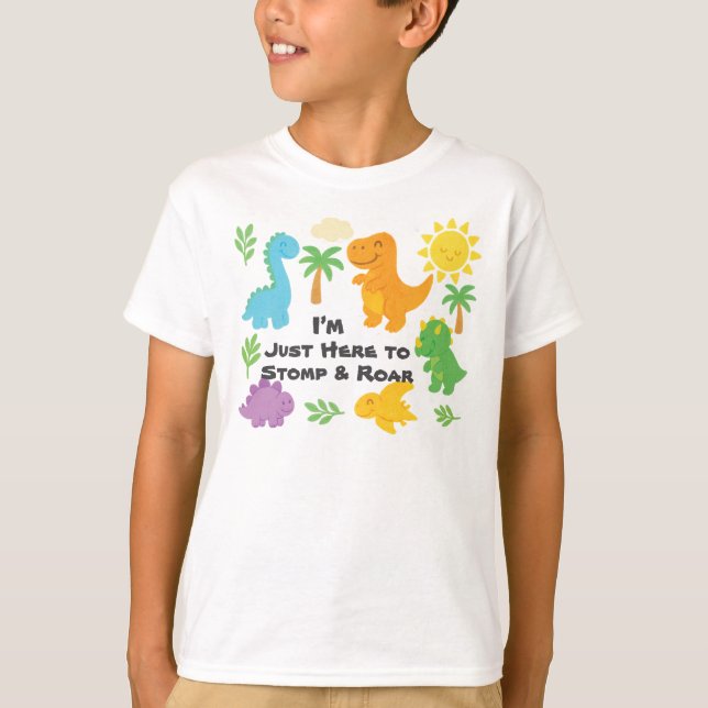 Editable Crayon Style – Dinosaur Roarsome Kids T-Shirt (Front)
