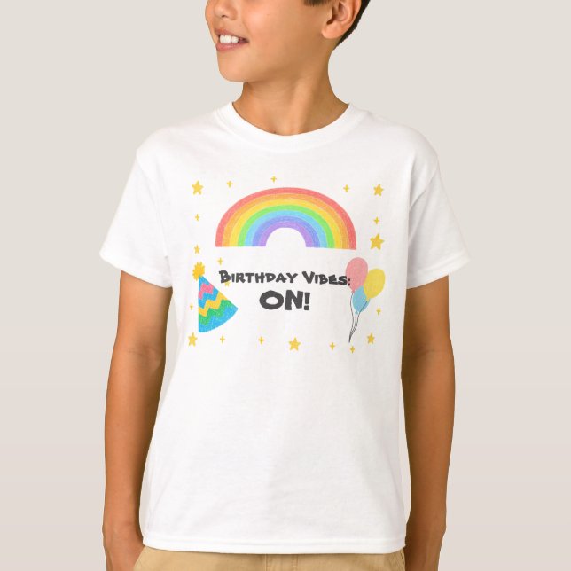 Editable Crayon Style – Rainbow Celebration T-Shirt (Front)