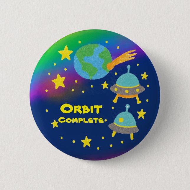 Editable Crayon Style – Solar System Trip Ages 1-8 6 Cm Round Badge (Front)