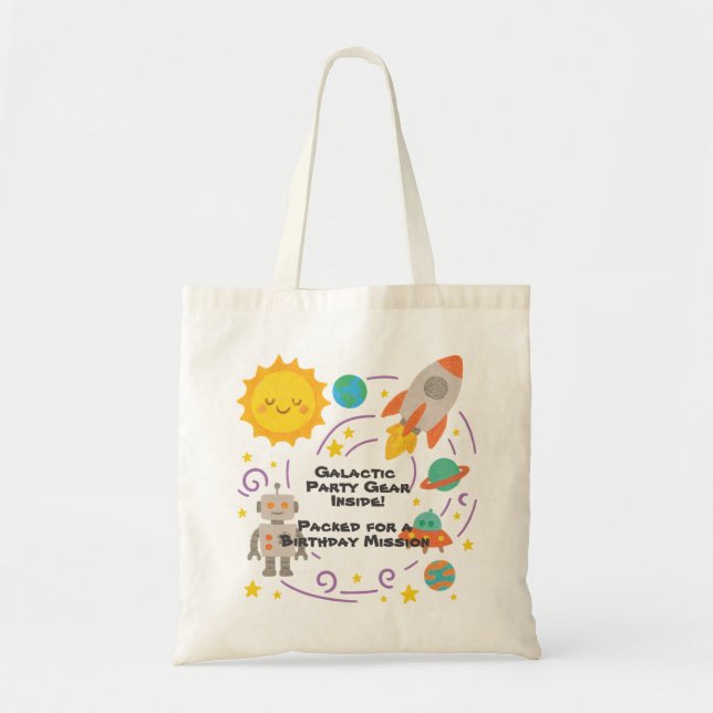 Editable Crayon Style – Solar System Trip  Tote Bag (Front)