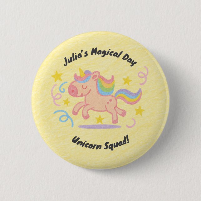 Editable Crayon Style – Unicorn Dream Sparkle 6 Cm Round Badge (Front)