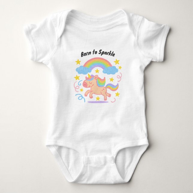Editable Crayon Style – Unicorn Dream Sparkle Baby Bodysuit (Front)