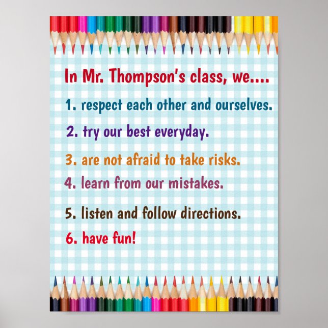 Editable Crayons Classroom Rules Poster (Front)