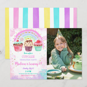Editable Cupcake Birthday Photo Invitation