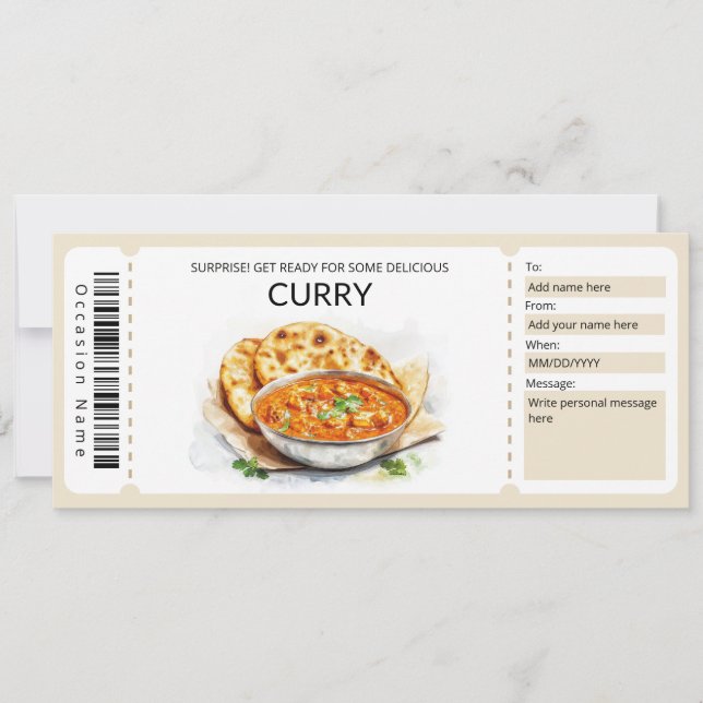 Editable Curry Gift Voucher Template (Front)