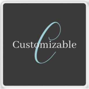 Editable Cursive Script Monogram Black Blue White