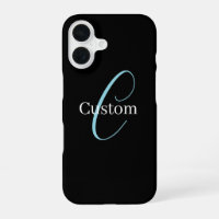 Editable Cursive Script Monogram Black Blue White