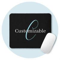 Editable Cursive Script Monogram Black Blue White