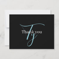 Editable Cursive Script Monogram Black Blue White