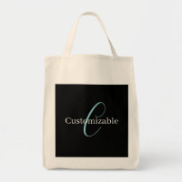 Editable Cursive Script Monogram Black Blue White