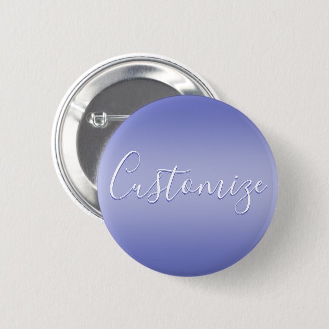 Editable Cursive Script | White & Purple Violet 6 Cm Round Badge (Front & Back)