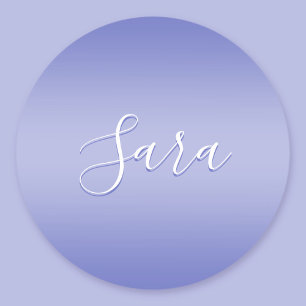 Editable Cursive Script   White & Purple Violet Classic Round Sticker