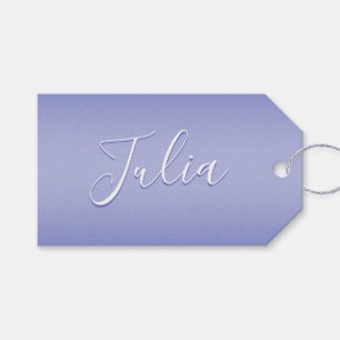 Editable Cursive Script   White & Purple Violet Gift Tags