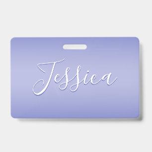 Editable Cursive Script   White & Purple Violet ID Badge