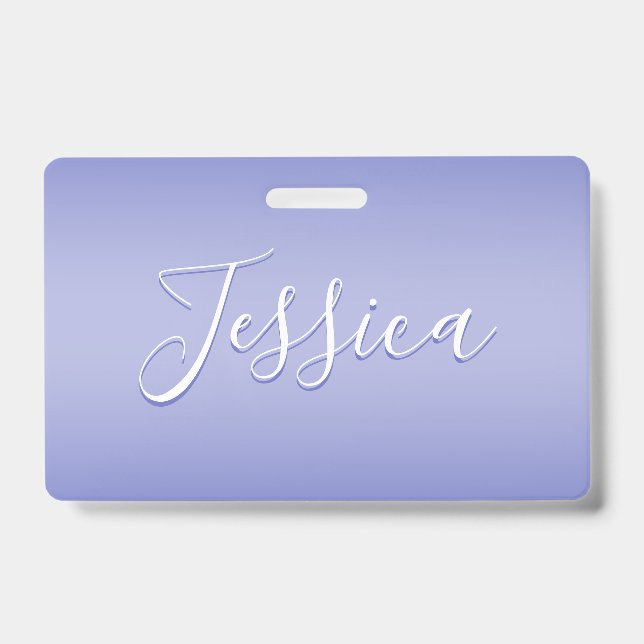 Editable Cursive Script | White & Purple Violet ID Badge (Front)