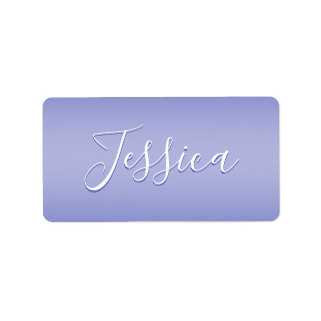 Editable Cursive Script | White & Purple Violet Label (Front)