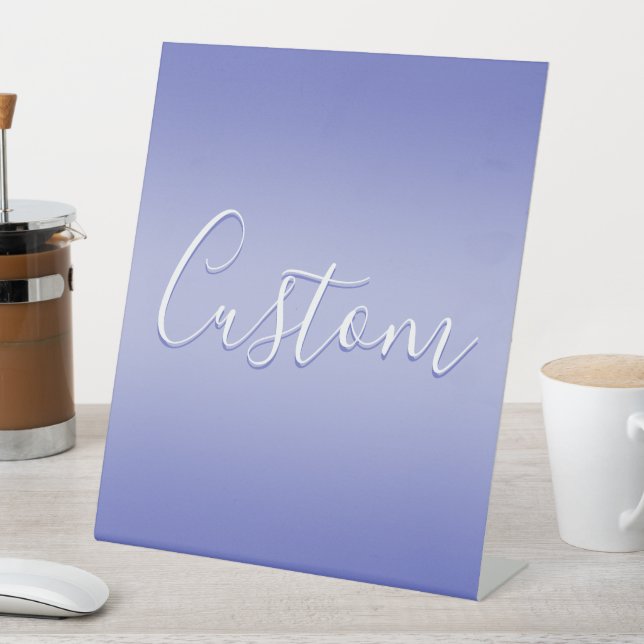 Editable Cursive Script | White & Purple Violet Pedestal Sign (In SItu)