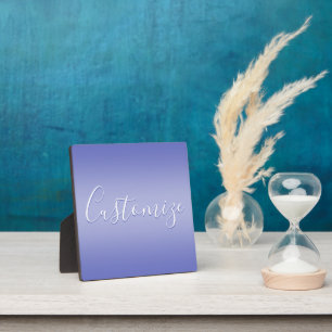 Editable Cursive Script   White & Purple Violet Plaque