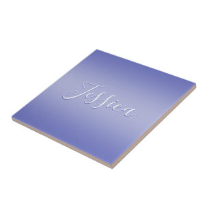 Editable Cursive Script   White & Purple Violet Tile