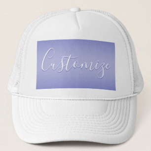 Editable Cursive Script   White & Purple Violet Trucker Hat