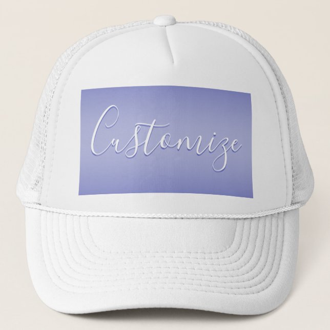 Editable Cursive Script | White & Purple Violet Trucker Hat (Front)