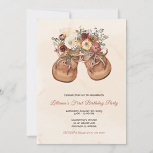 Editable Custom Booties First Birthday Invitation
