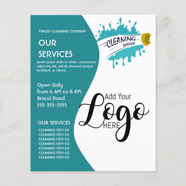 editable custom cleaner cleaning services flyer (Front)