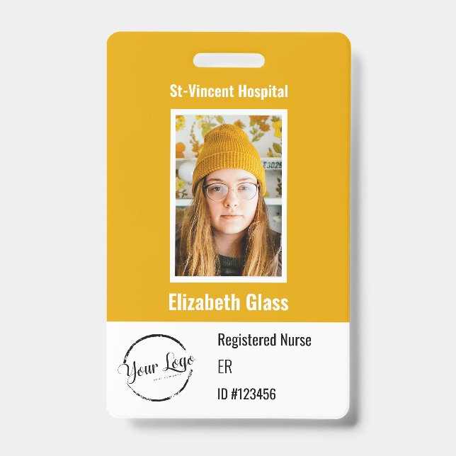 Editable Custom Employee Photo Badge ID Badge (Front)