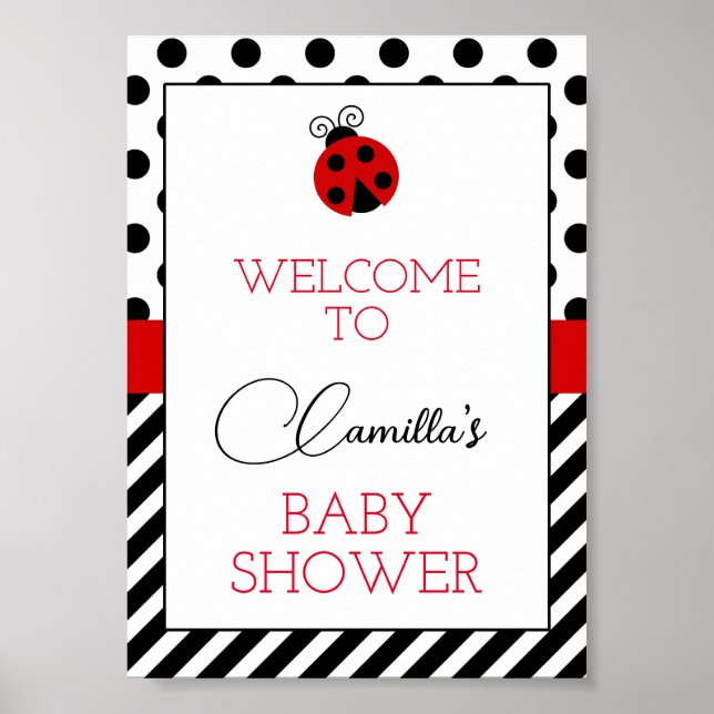 Editable Custom Ladybug Party Sign (Front)