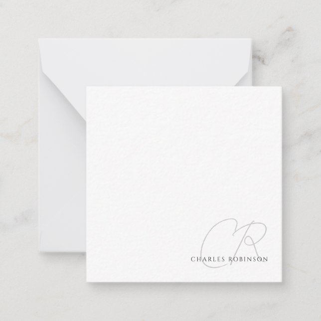 Editable Customisable Modern Minimalist Monogram Card (Front)