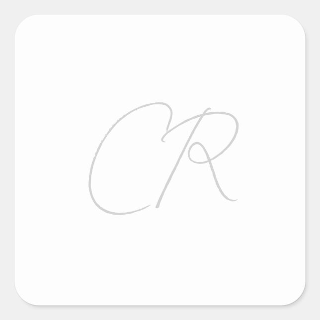 Editable Customisable Modern Minimalist Monogram Square Sticker (Front)