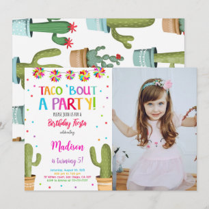 Editable Cute Fiesta Birthday Party Photo Invitation