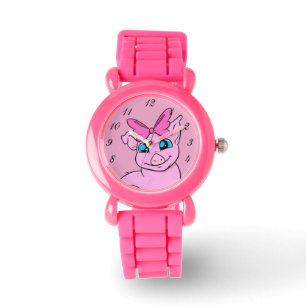 Editable Cute Girl Pig Pink Watch