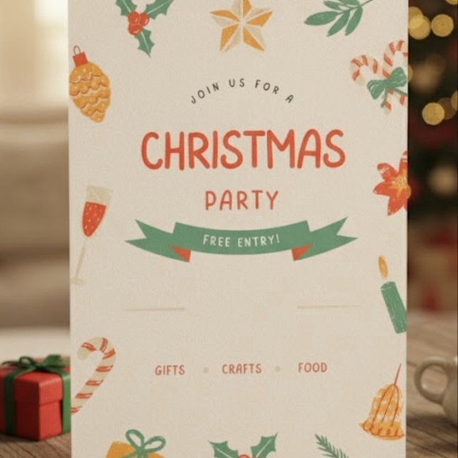 Editable Cute Modern Christmas Party Invitation (Creator Uploaded)