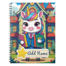Editable Cute Unicorn School Notebook