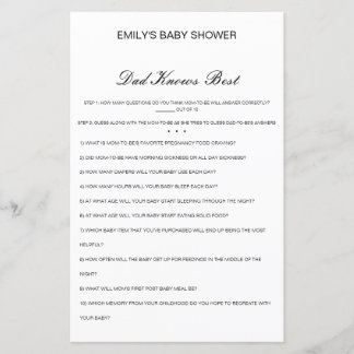 Editable Dad Knows Best Baby Shower Game