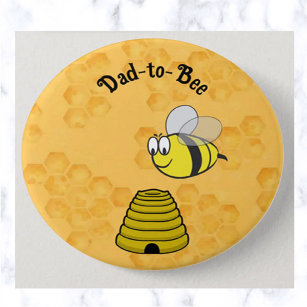 Editable Dad-to-Bee Bumblebee Baby Shower 7.5 Cm Round Badge