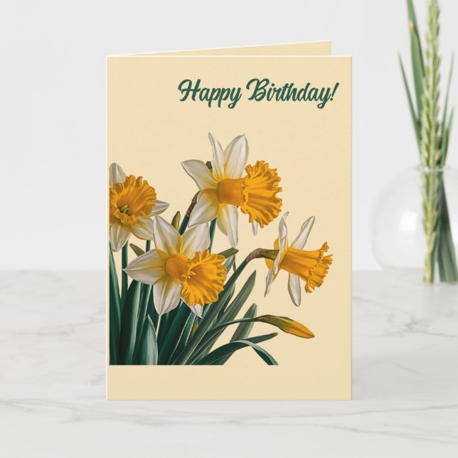 Editable Daffodils Greeting Card (Front)