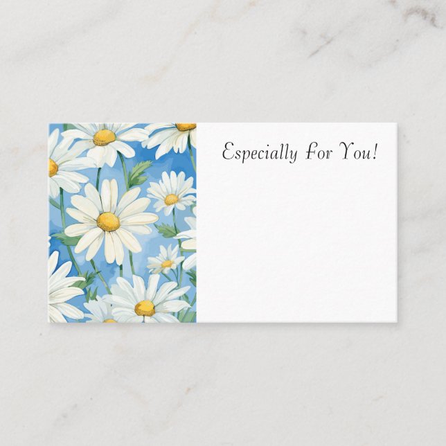 Editable Daisy Flower Shop Bouquet Message Card (Front)