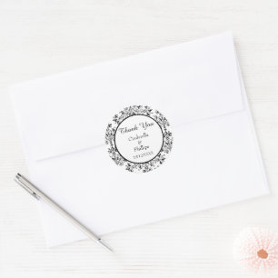 Editable Damask Save the Date Vintage Floral Classic Round Sticker