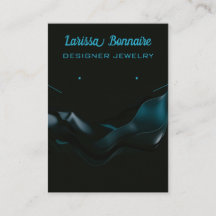 Editable Dark  Blue Waves Jewellery Holder Cards