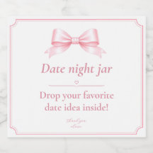 Editable Date Night Jar Label Pink Bridal Shower