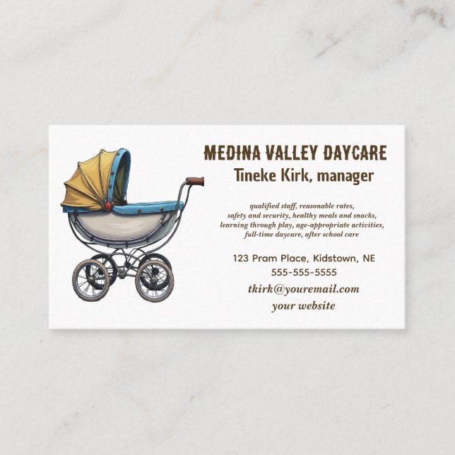 Editable Day Care Business Card (Front)