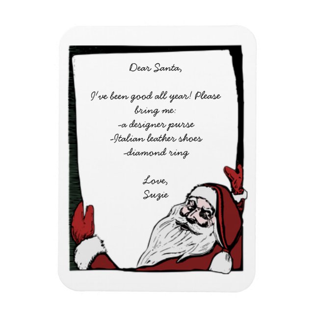 Editable Dear Santa Wish List Magnet (Vertical)