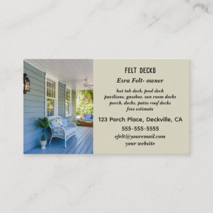 Editable Deck Porch Patio Business Card