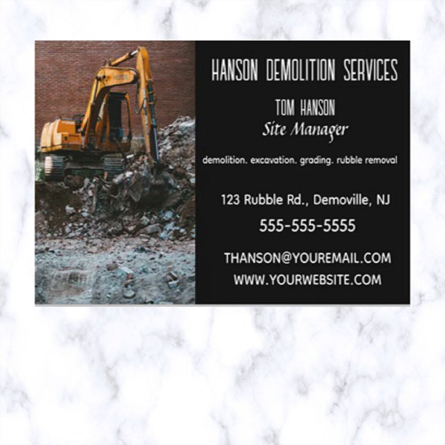 Editable Demolition Excavation  Business Card (Creator Uploaded)