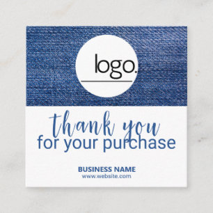 EDITABLE DENIM BLUE LOGO BUSINESS THANK YOU CARD